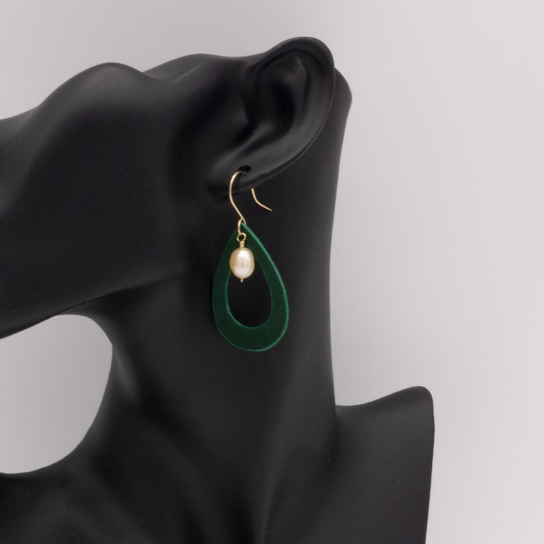 Leather and Freshwater Pearl Earrings - Image 6