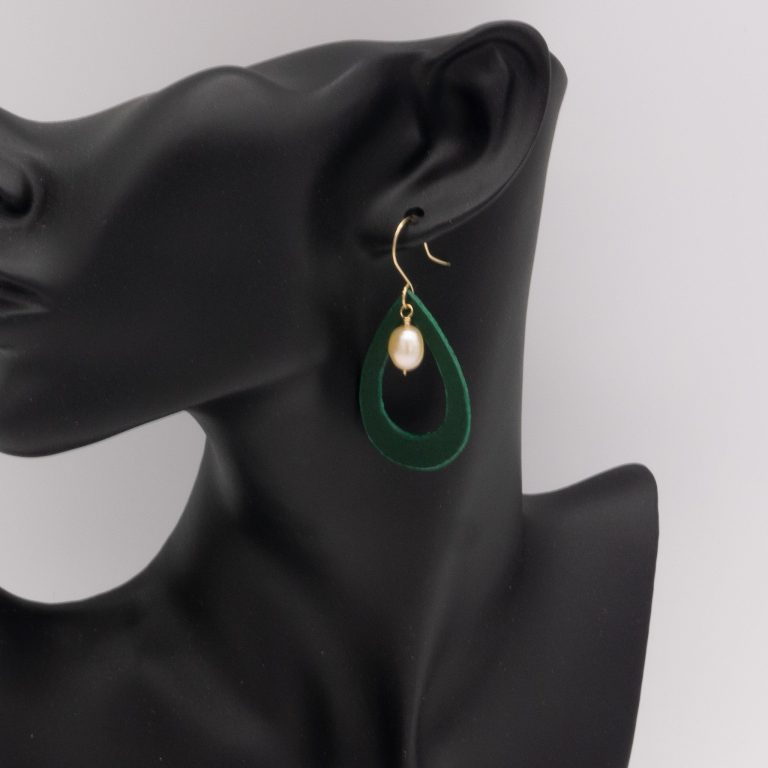 Leather and Freshwater Pearl Earrings - Image 7