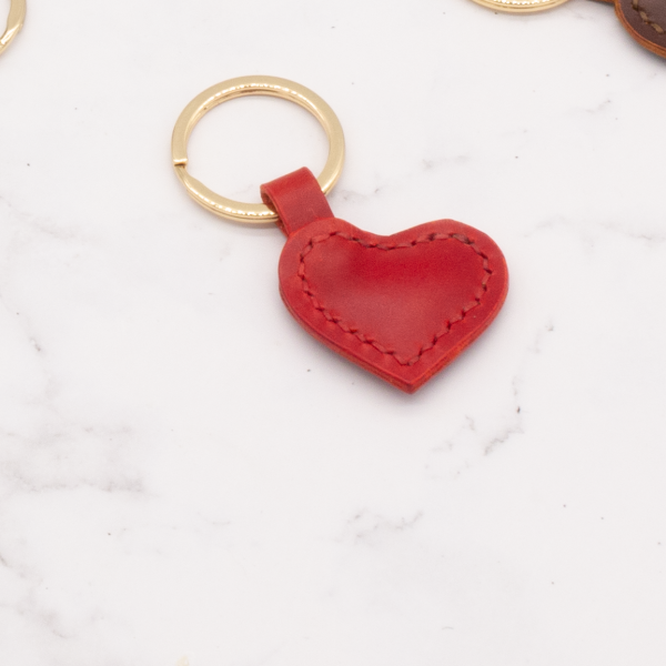 Heart Shaped Leather Key Ring - Image 3