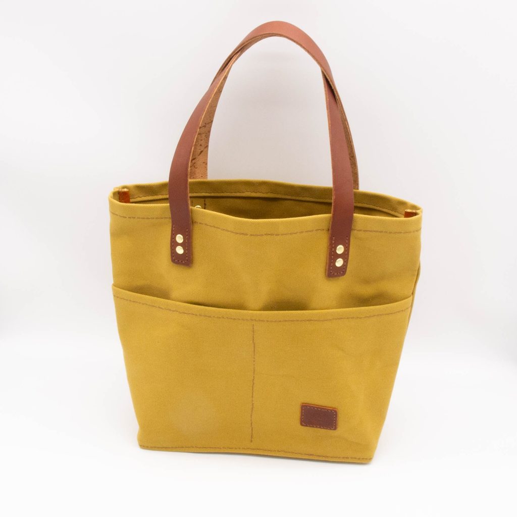 canvas tote bag with leather handles