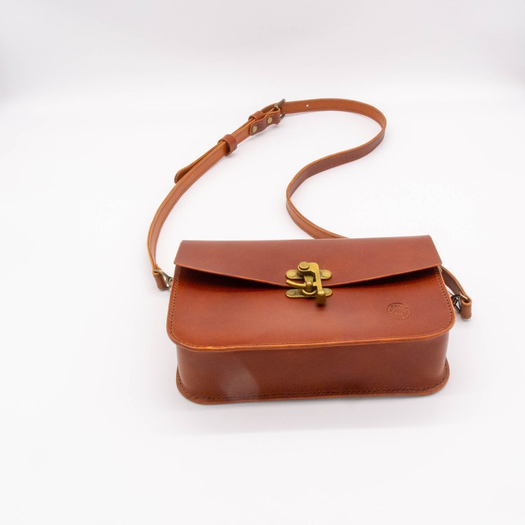 Handcrafted Crossbody Satchel Bag - Chestnut Color