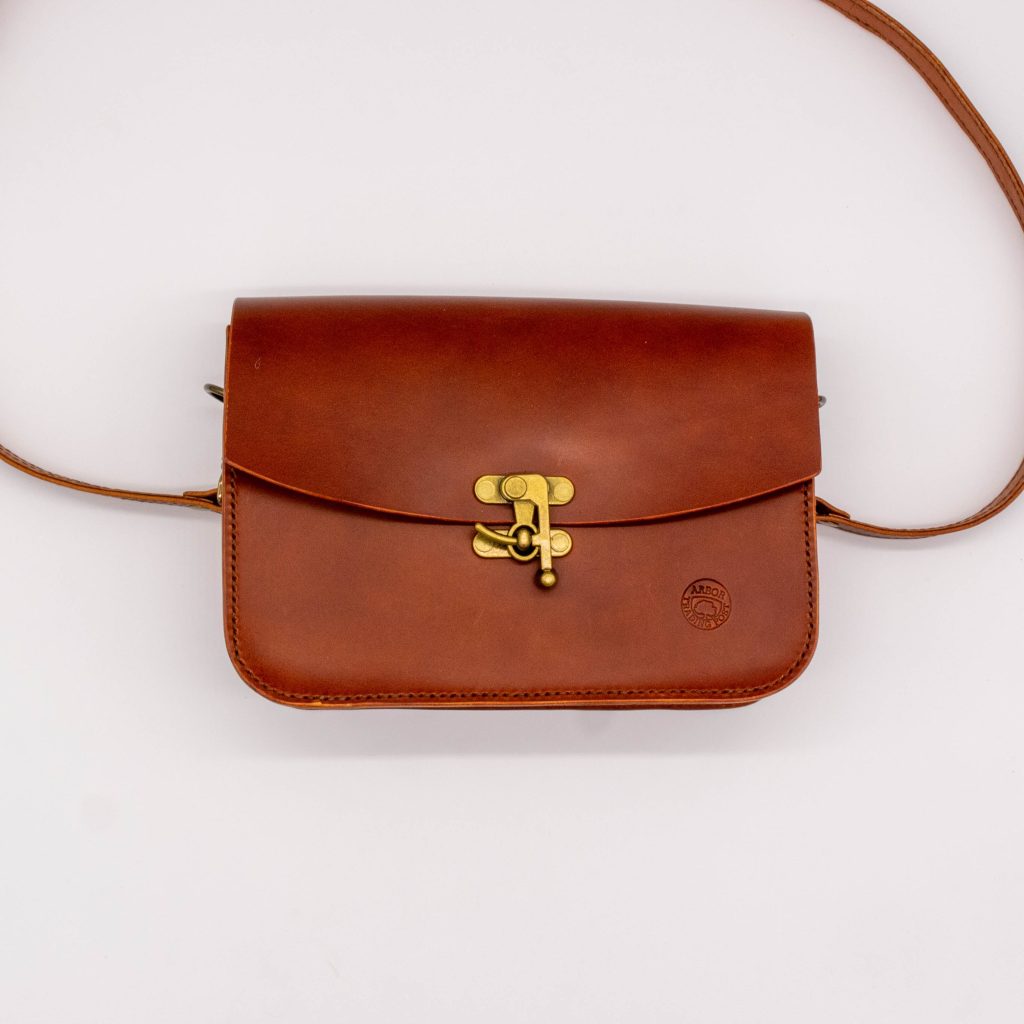 Handcrafted Crossbody Satchel Bag - Chestnut Color
