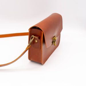 Handcrafted Crossbody Satchel Bag - Chestnut Color - Image 8