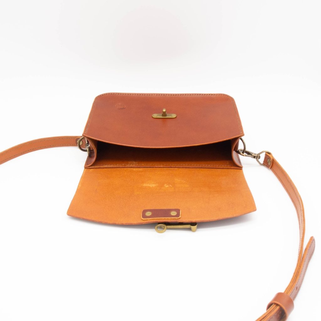 Handcrafted Crossbody Satchel Bag - Chestnut Color