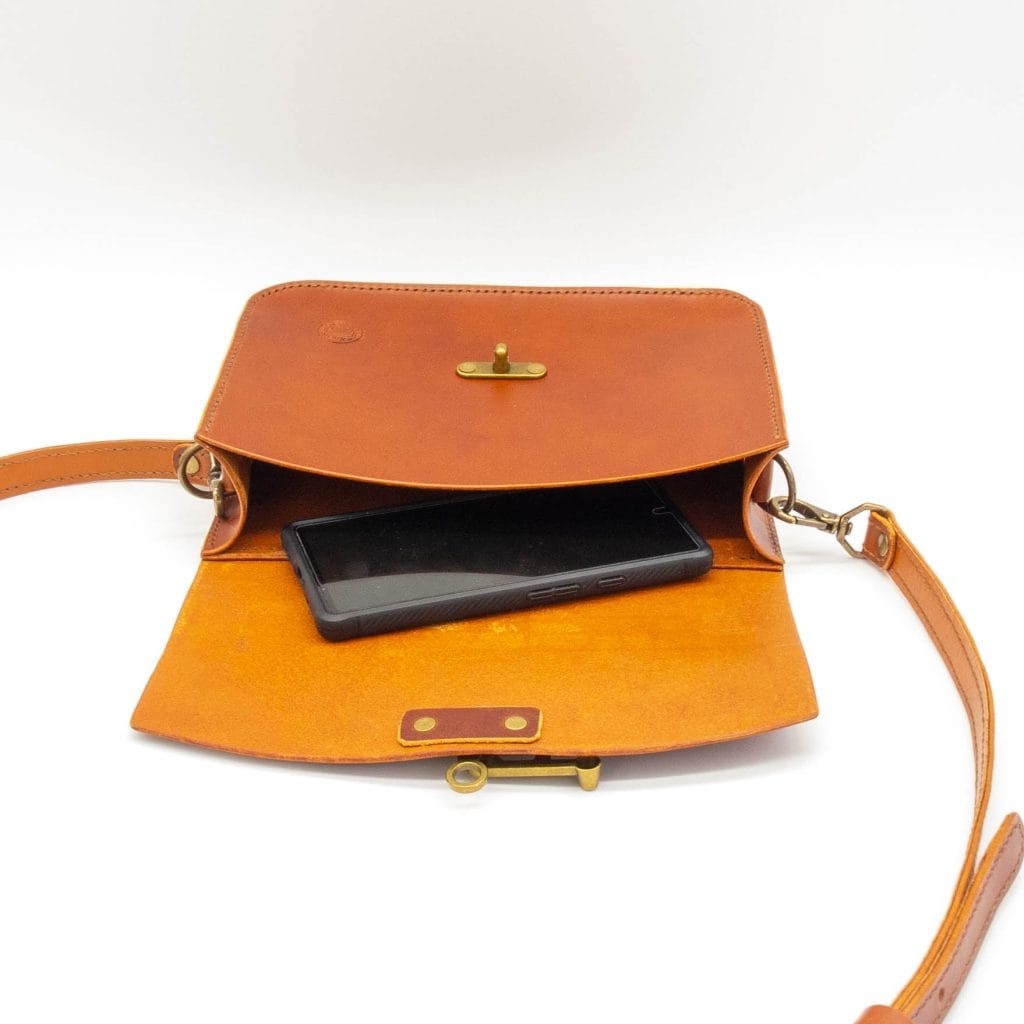 Handcrafted Crossbody Satchel Bag - Chestnut Color