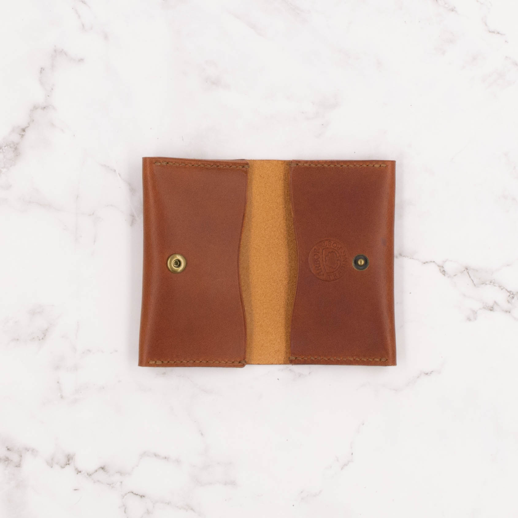 Leather Two-Pocket Gusset Business Card Holder with Snap Closure 5 Leather Two-Pocket Gusset Business Card Holder with Snap Closure - Image 5