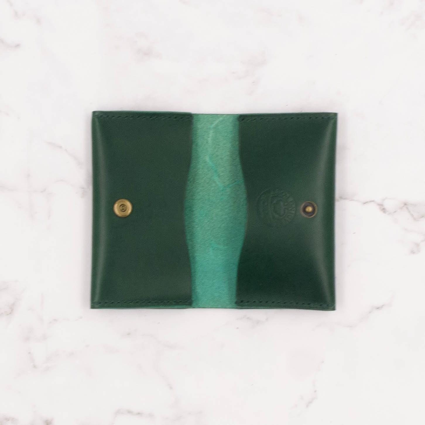 Leather Two-Pocket Gusset Business Card Holder with Snap Closure 7 Leather Two-Pocket Gusset Business Card Holder with Snap Closure - Image 7