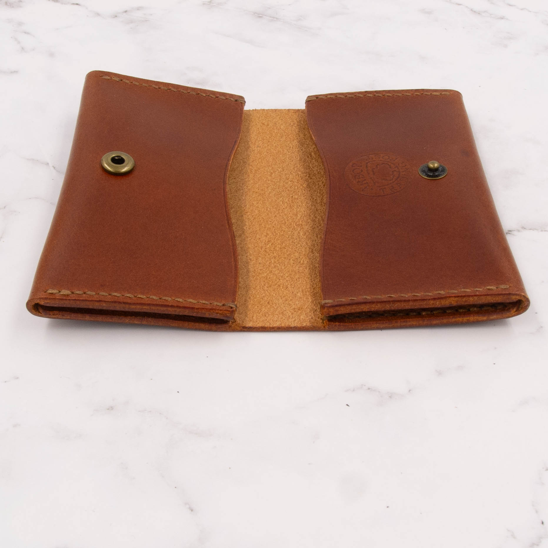 Leather Two-Pocket Gusset Business Card Holder with Snap Closure 8 Leather Two-Pocket Gusset Business Card Holder with Snap Closure - Image 8