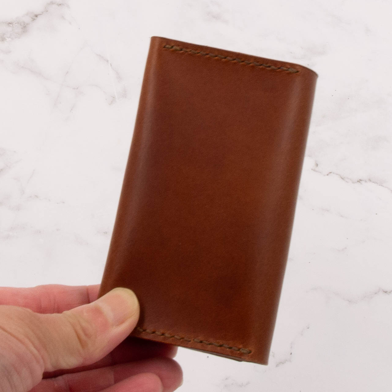 Leather Two-Pocket Gusset Business Card Holder with Snap Closure 11 Leather Two-Pocket Gusset Business Card Holder with Snap Closure - Image 11