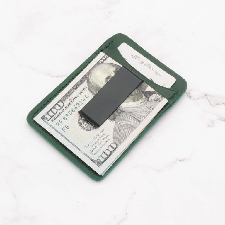 Leather Money Clip Card Holder Wallet with 4 Card Pockets