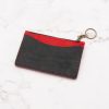 Colorblock Medium Leather Wallet with Top Zipper and Key Ring - Black and Red - Image 4