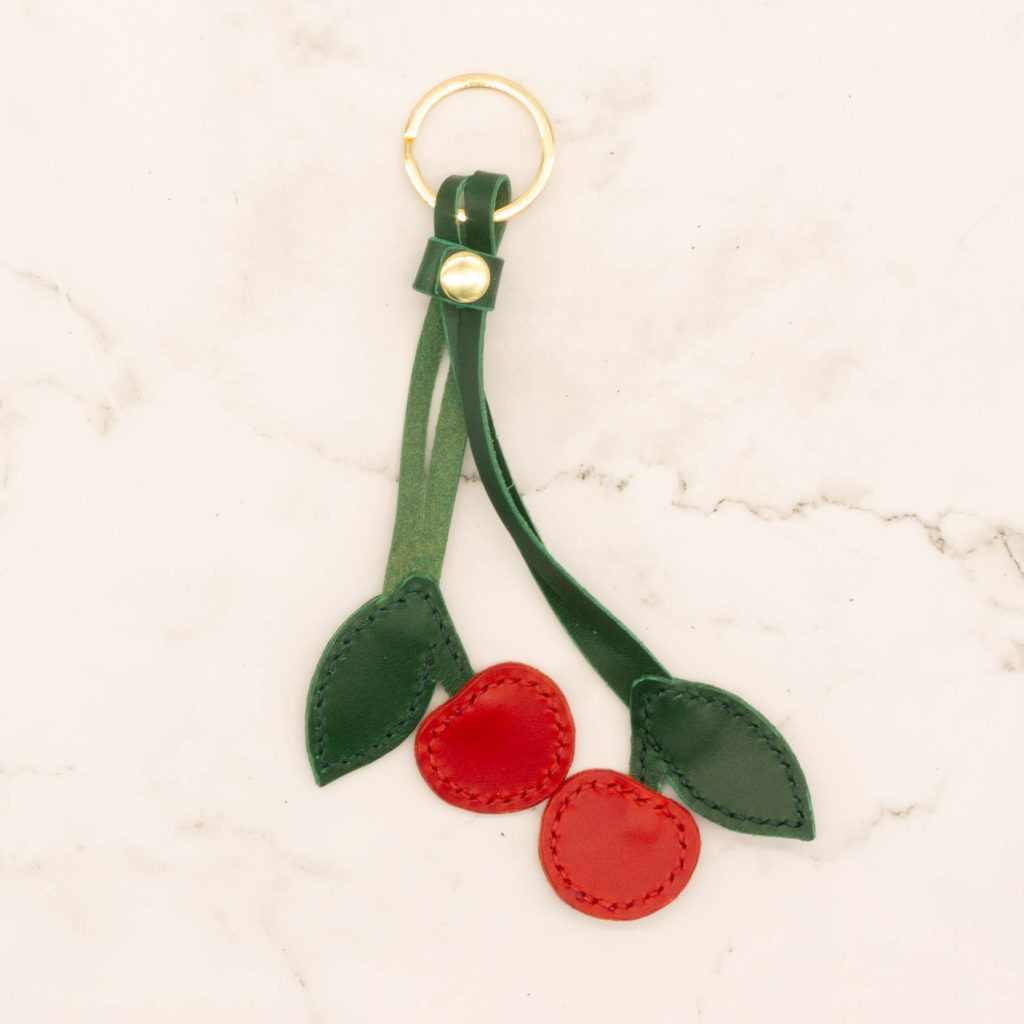 Home 43 Red Cherry Bag Charm with Key Ring
