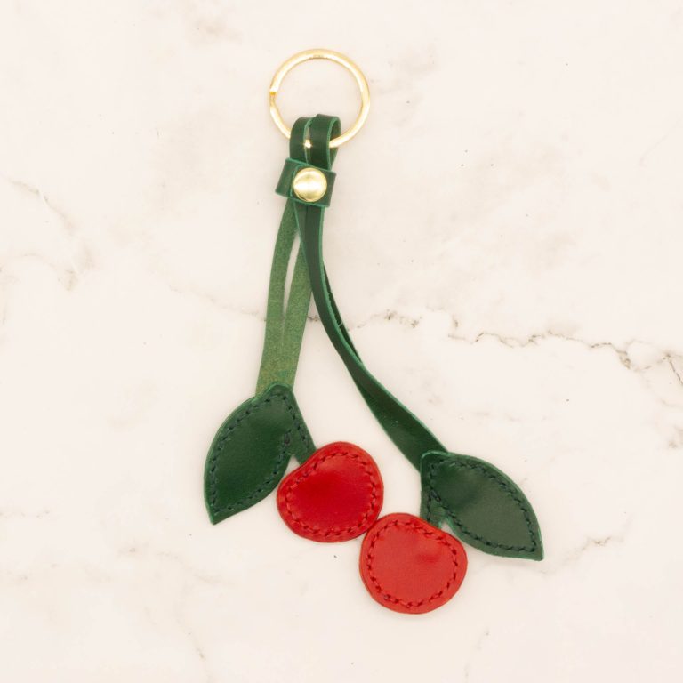 Red Cherry Bag Charm with Key Ring