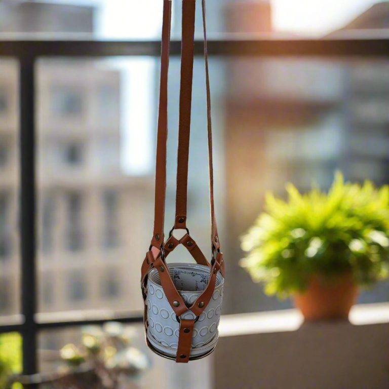 Leather Plant Hanger - Tan - Image 4