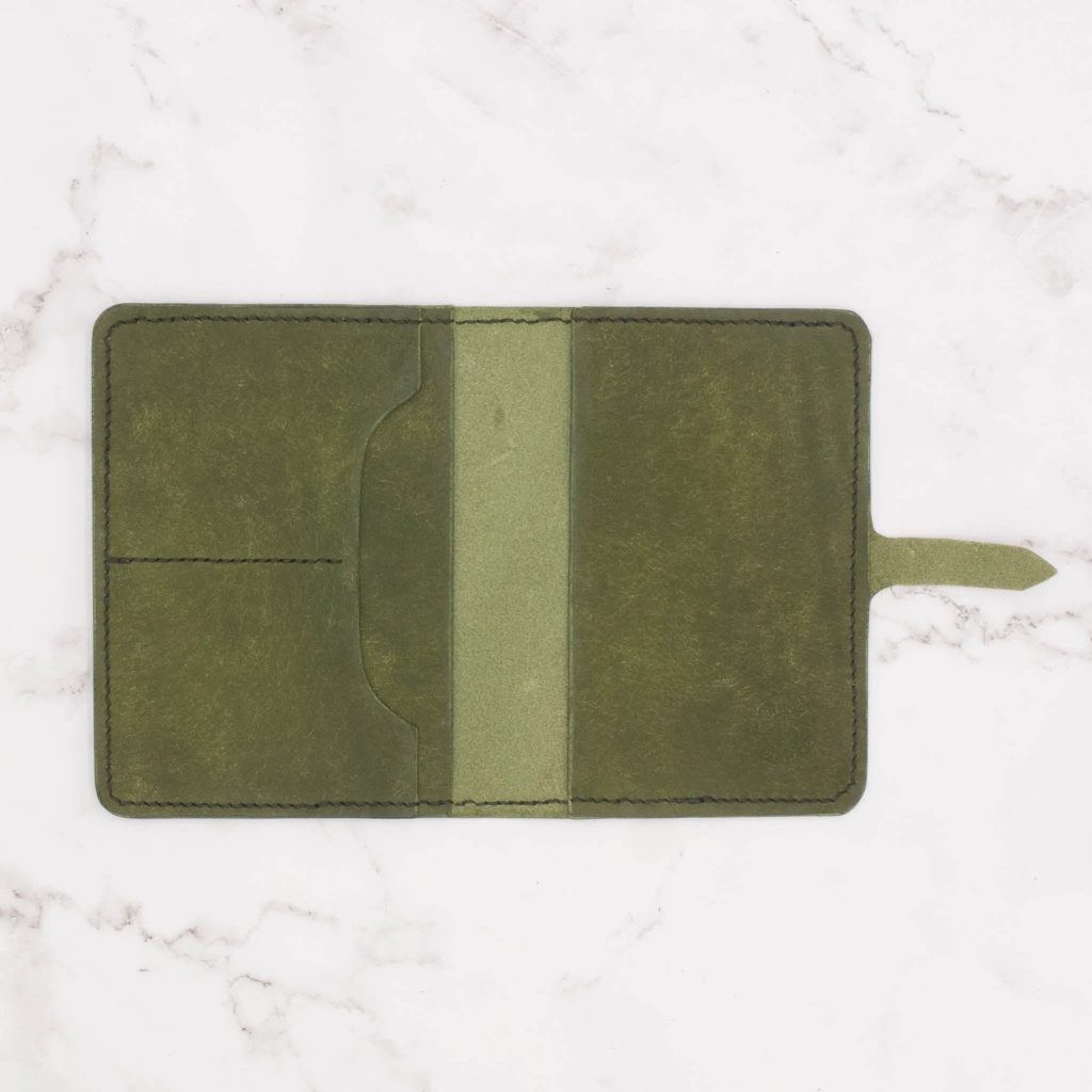Arbor Trading Post Passport Cover Handcrafted Leather Passport Cover  - Olive Green
