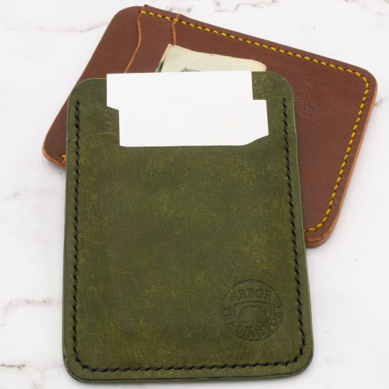 Cheekoo's Handcrafted Leather Card Holder Wallet, 5 Pocket Slim Design (Olive Green)