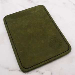 Cheekoo's Handcrafted Leather Card Holder Wallet, 5 Pocket Slim Design (Olive Green)