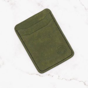 Arbor Trading Post Slim Card Holder Wallet Handcrafted Leather Card Holder Wallet, 5 Pocket Slim Design (Olive Green)