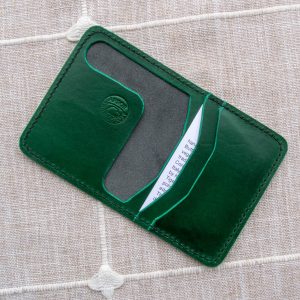 Cheekoo's Black-Green Handcrafted Leather Slim Design Bifold Wallet - Two Tone Colors