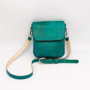 Cheekoo's Handcrafted Genuine Leather Small Crossbody Messenger Bag - Forest Green