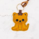 Leather Orange Cat Key Chain and Bag Charm