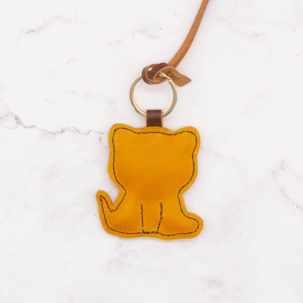 Leather Orange Cat Key Chain and Bag Charm - Image 4