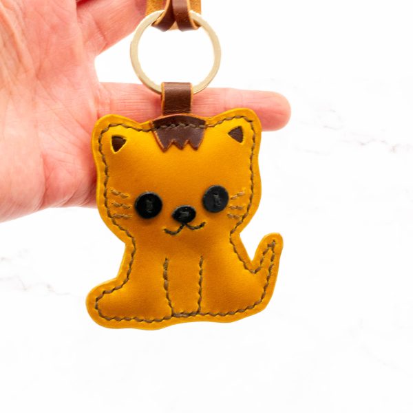 Leather Orange Cat Key Chain and Bag Charm - Image 5