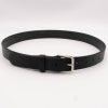 Classic Leather Belt - 1.25" Wide, Black Leather with Silver Tone Buckle