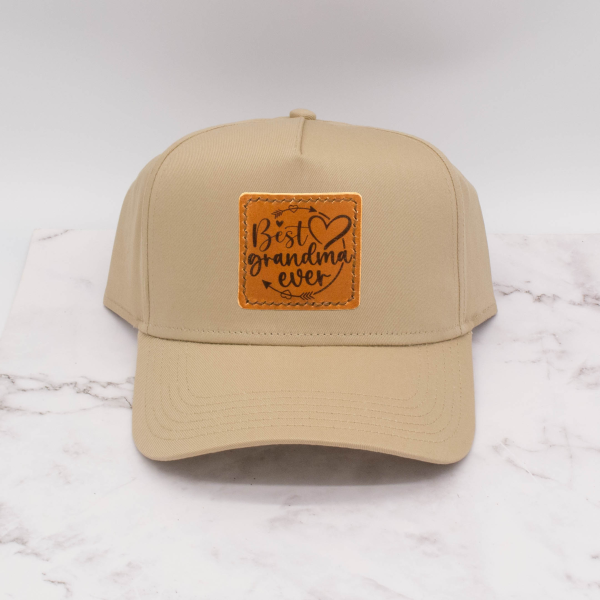 Leather Patch Ball Cap - Best Grandma Ever - Image 3