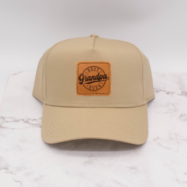 Leather Patch Ball Cap - Best Grandpa Ever - Image 2