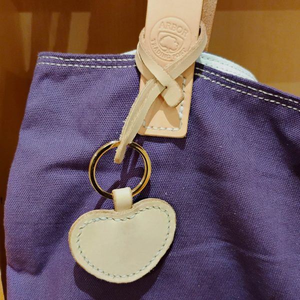 Canvas Tote Bag with Leather Strap and Heart Keyring Charm - Image 10