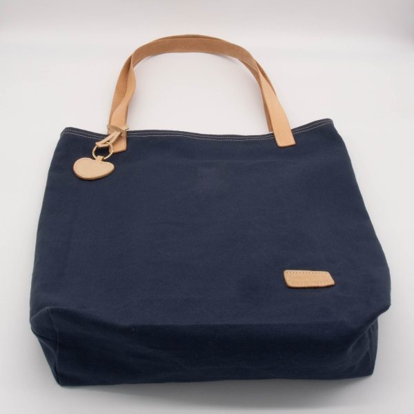 Canvas Tote Bag with Leather Strap and Heart Keyring Charm - Image 8