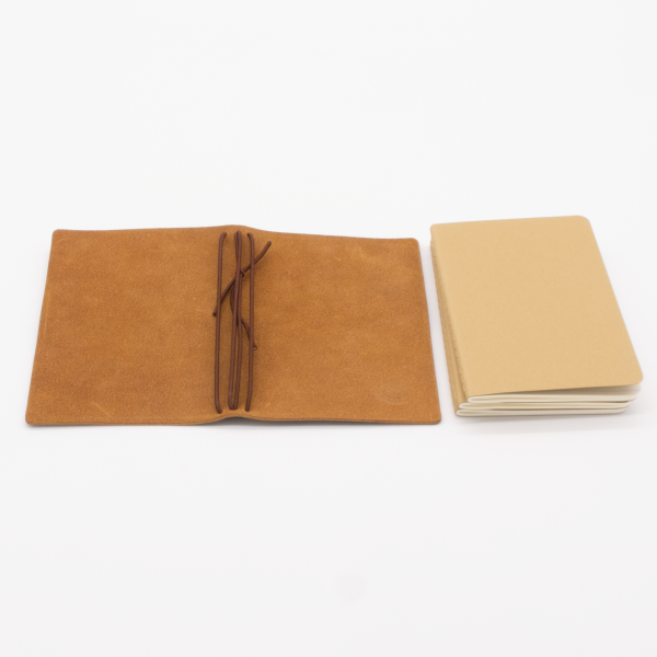 Pocket-Size Leather Traveler Notebook Cover (Include 3 Notebooks) – Fits 3.5" x 5.5" Midori-Style Refills - Image 4