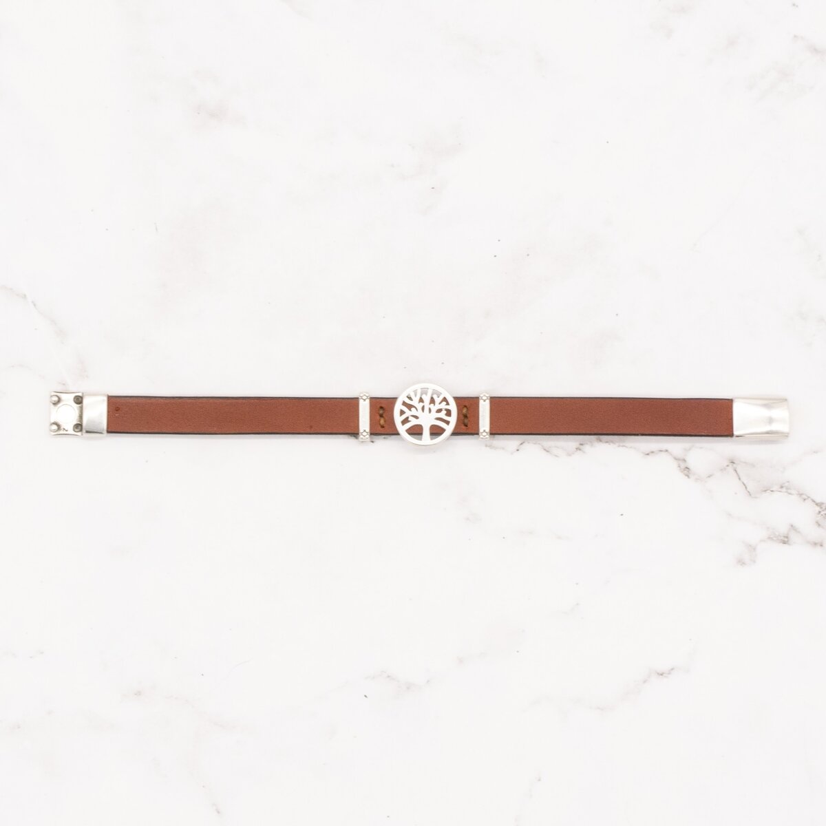 Leather Bracelet with Silver Charm & Magnetic Clasp - Tree of Life 2 Leather Bracelet with Silver Charm & Magnetic Clasp - Tree of Life - Image 2