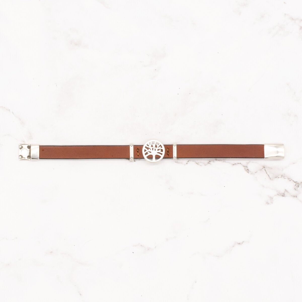 Leather Bracelet with Silver Charm & Magnetic Clasp - Tree of Life 3 Leather Bracelet with Silver Charm & Magnetic Clasp - Tree of Life - Image 3