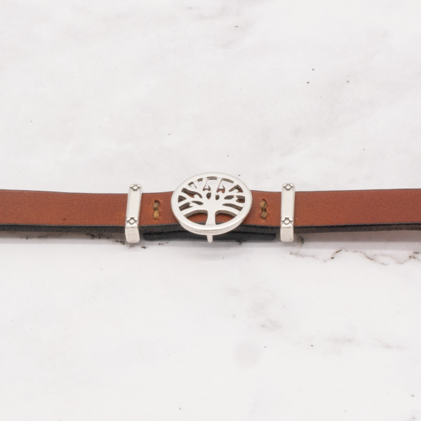 Leather Bracelet with Silver Charm & Magnetic Clasp - Tree of Life - Image 4