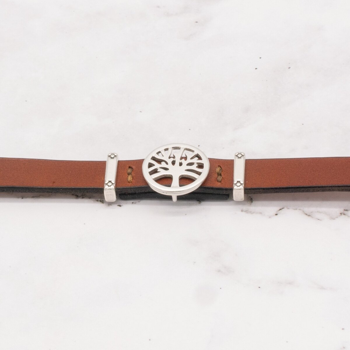 Leather Bracelet with Silver Charm & Magnetic Clasp - Tree of Life 4 Leather Bracelet with Silver Charm & Magnetic Clasp - Tree of Life - Image 4