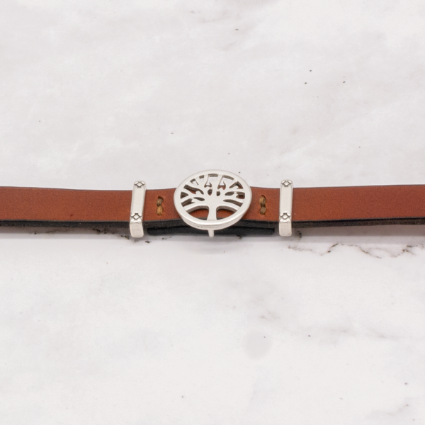 Leather Bracelet with Silver Charm & Magnetic Clasp - Tree of Life - Image 5