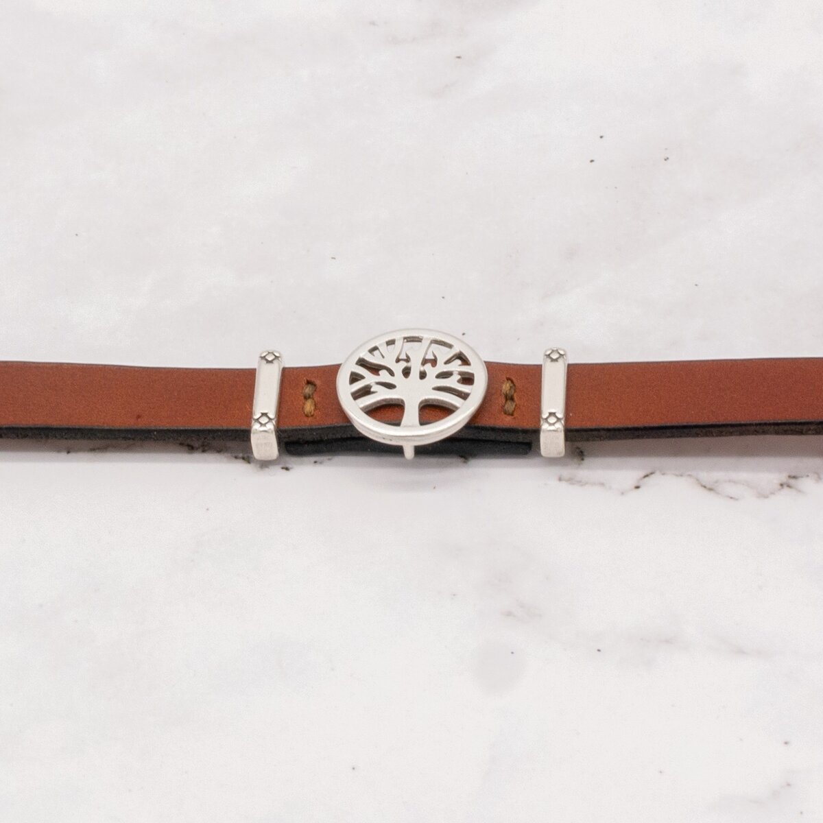 Leather Bracelet with Silver Charm & Magnetic Clasp - Tree of Life 5 Leather Bracelet with Silver Charm & Magnetic Clasp - Tree of Life - Image 5