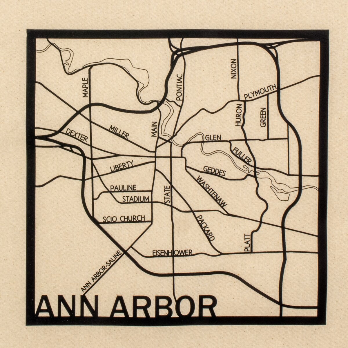 Cotton Tote Bag Natural - Ann Arbor Map 3 Cotton Tote Bag Natural - Ann Arbor Map - Image 3