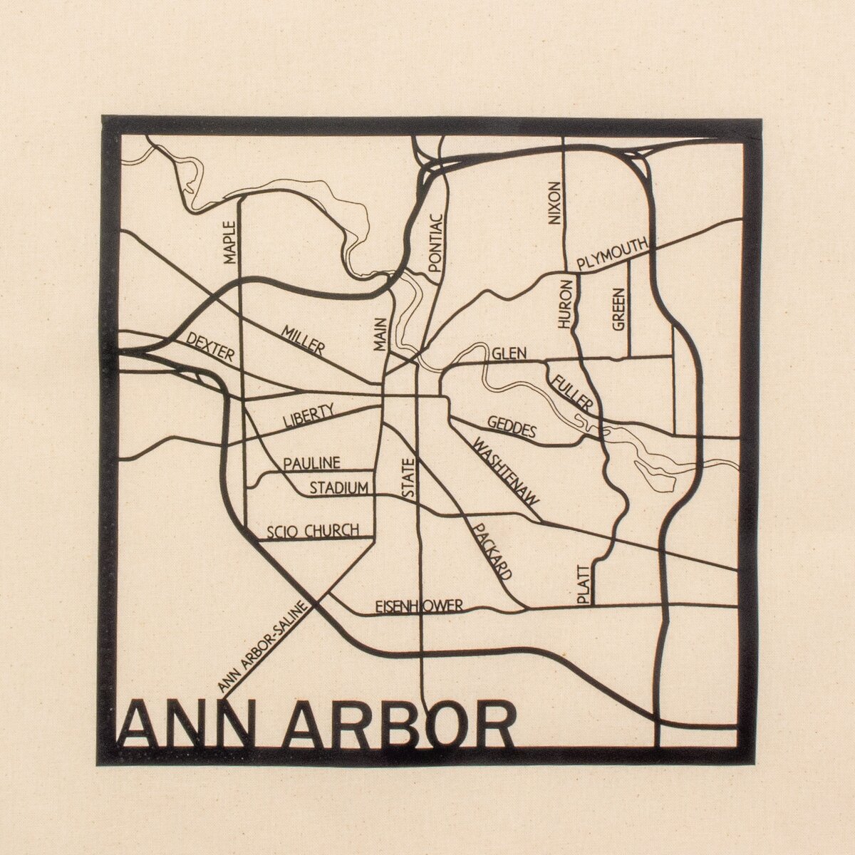 Cotton Tote Bag Natural - Ann Arbor Map 4 Cotton Tote Bag Natural - Ann Arbor Map - Image 4