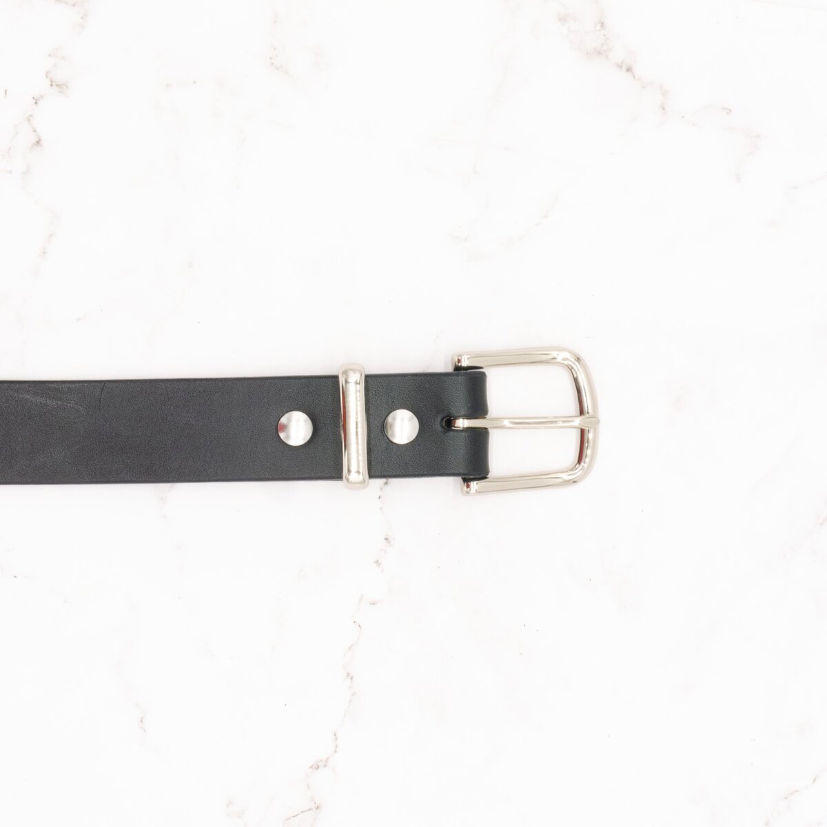 Classic Leather Belt - 1.25" Wide, Black Leather with Silver Tone Buckle and Keeper 3 Classic Leather Belt - 1.25" Wide, Black Leather with Silver Tone Buckle and Keeper - Image 3