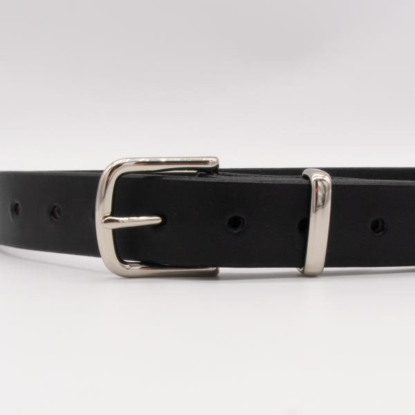 Classic Leather Belt - 1.25" Wide, Black Leather with Silver Tone Buckle and Keeper - Image 4