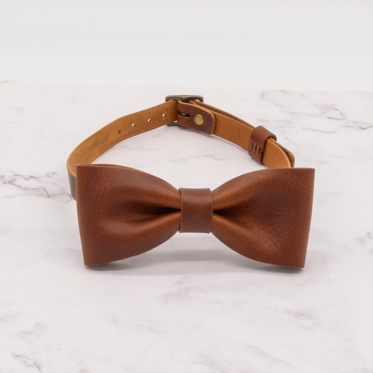 Leather Bowtie with Adjustable Neck Band - Choose from 3 Colors 2 Leather Bowtie with Adjustable Neck Band - Choose from 3 Colors - Image 2