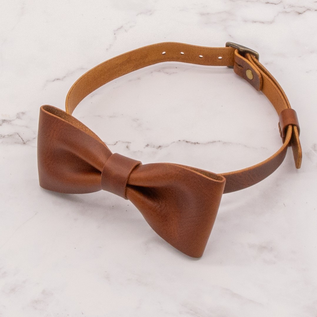 Leather Bowtie with Adjustable Neck Band - Choose from 3 Colors 3 Leather Bowtie with Adjustable Neck Band - Choose from 3 Colors - Image 3