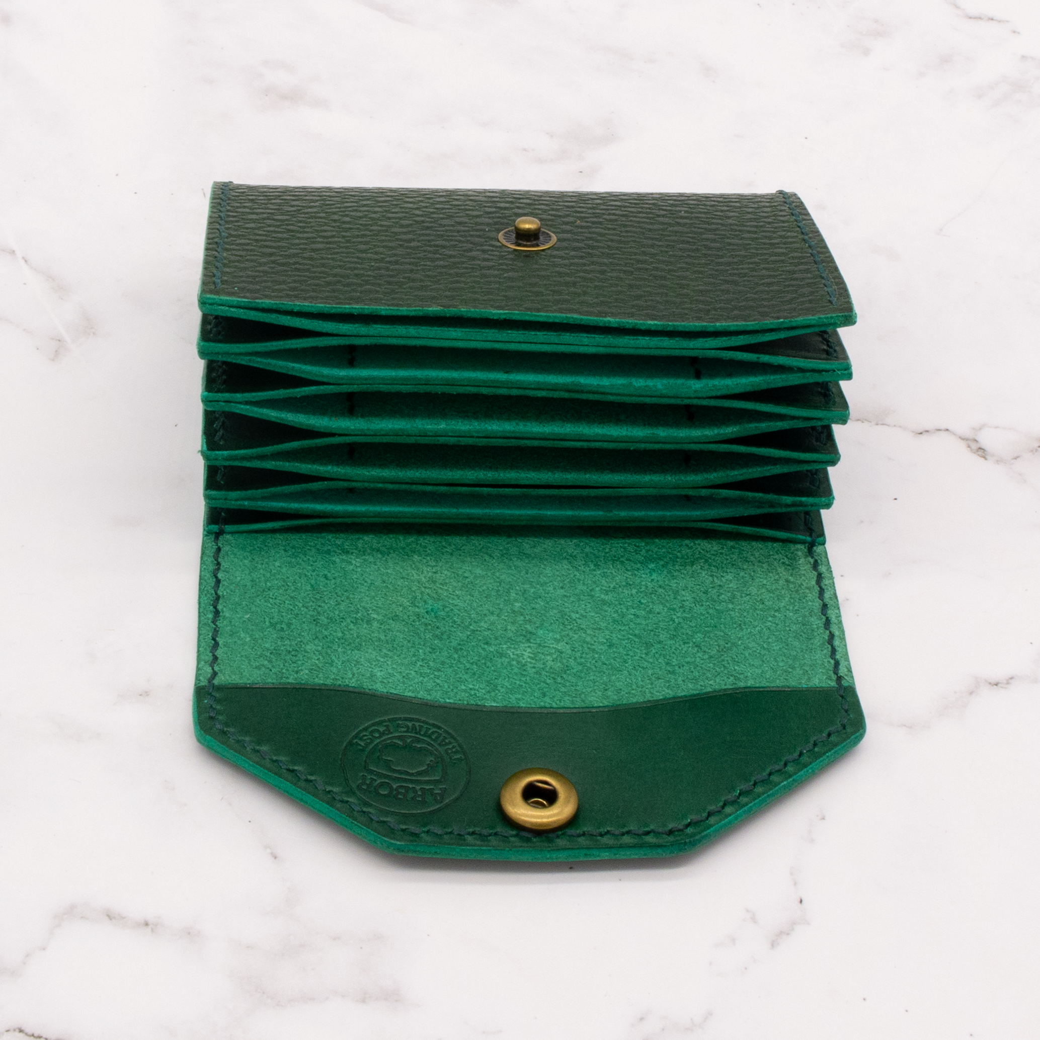 Limited Edition Handmade Leather Accordion Wallet (Two-Tone Green) 3 Limited Edition Handmade Leather Accordion Wallet (Two-Tone Green) - Image 3