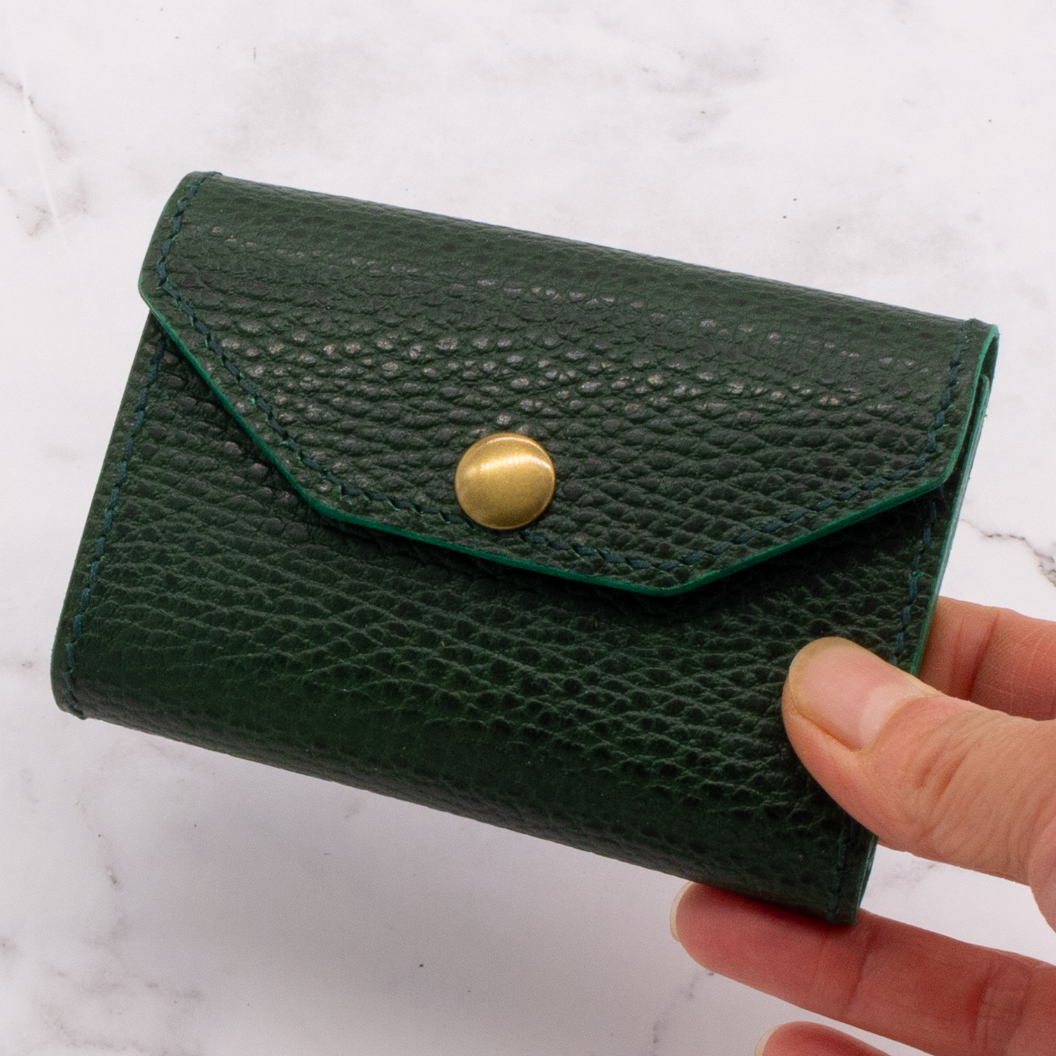 Limited Edition Handmade Leather Accordion Wallet (Two-Tone Green) 8 Limited Edition Handmade Leather Accordion Wallet (Two-Tone Green) - Image 8