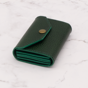 Limited Edition Handmade Leather Accordion Wallet (Two-Tone Green)