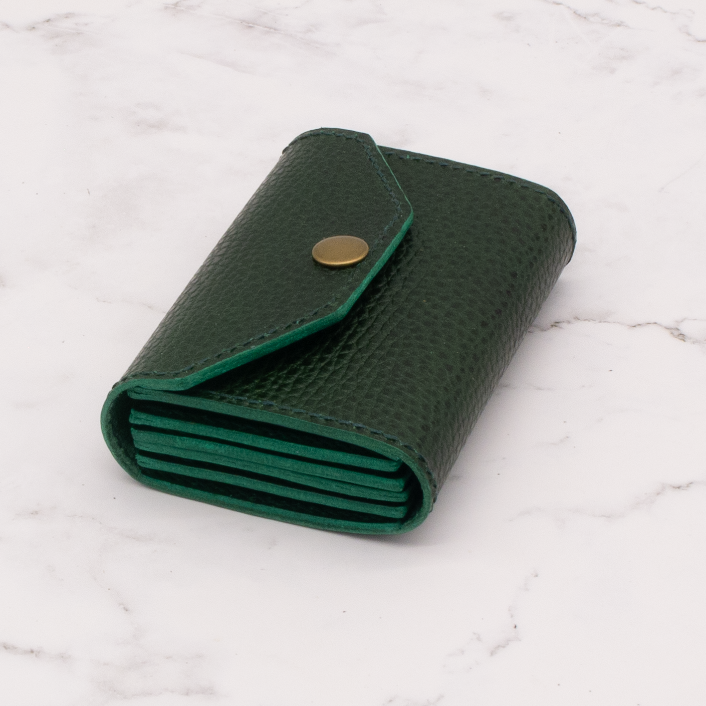 Limited Edition Handmade Leather Accordion Wallet (Two-Tone Green) 1 Limited Edition Handmade Leather Accordion Wallet (Two-Tone Green)