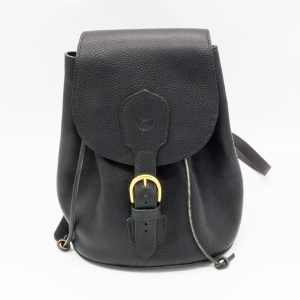 The MeadowLight Compact Leather Backpack in Soft Black Pebble Leather